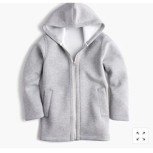 J.Crew Womens Gray Scuba Neoprene Hooded Zip Up Jacket Sweat-Wicking S